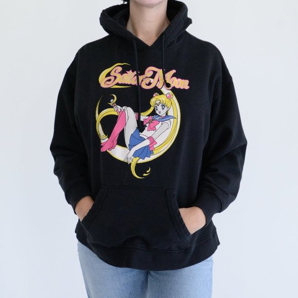 Tops - Sailor Moon Crescent Moon Black Hoodie/ Bunny Hug  Sweater M